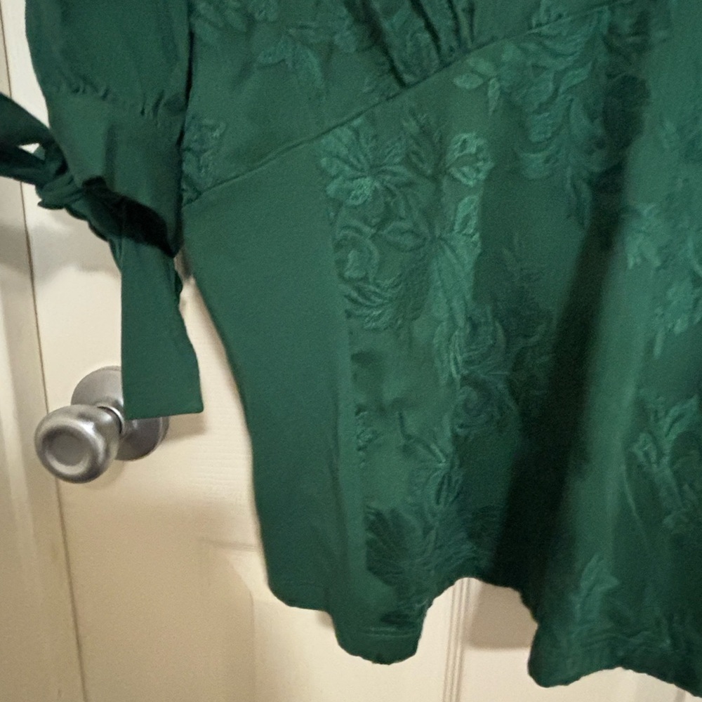 Anthropologie Tiny Ophelia Embroidered Top | Emerald Green | Size XS | EUC - Picture 6 of 10